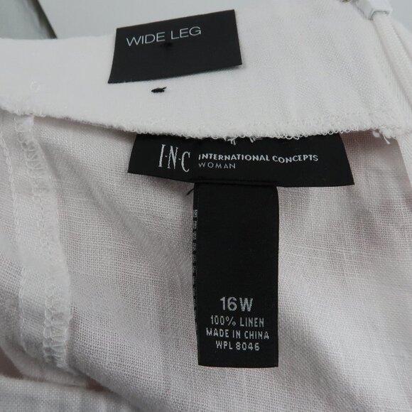 INC International Concepts Global Escape Bright White Wide Leg Pants 16W… - Picture 2 of 9